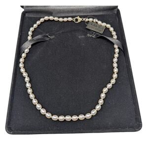 Honora 925 Sterling Silver Freshwater Pearl Necklace Classic White Oval Strand